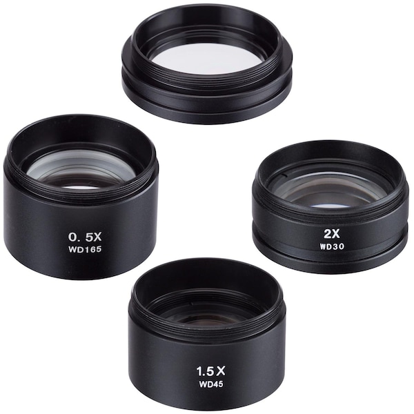 Amscope 0.5X to 2X Barlow Lens Set For SM Series Stereo Microscopes (48mm) SMSET-0520 - main